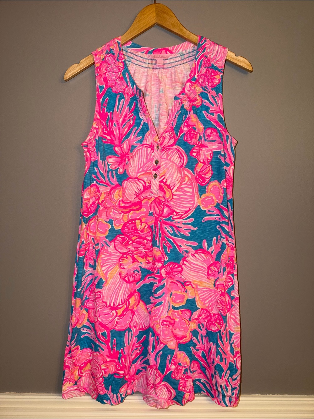Lilly Pulitzer Essie Floral Barefoot Princess Mini Tropical Bright EUC Beachy